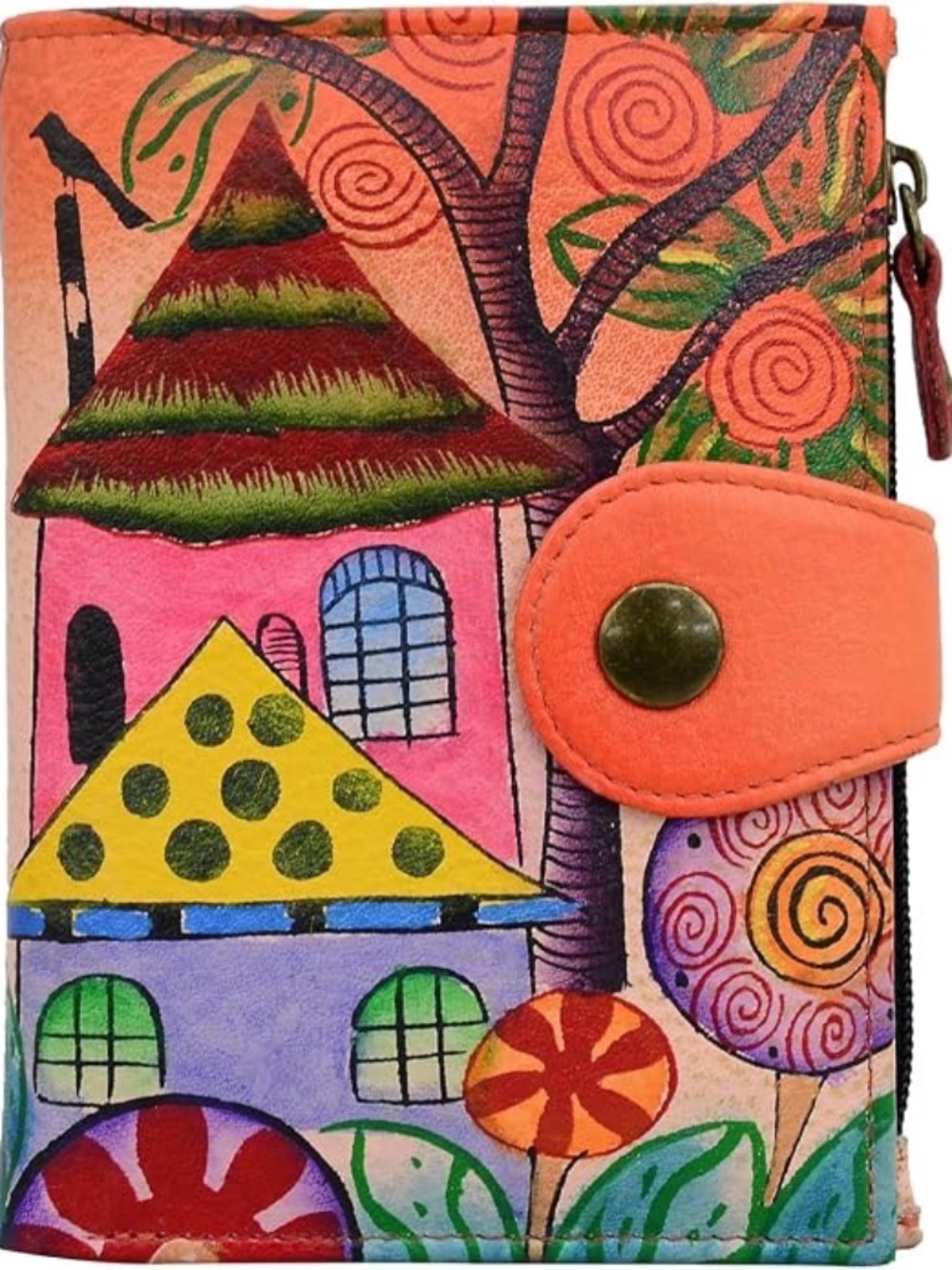 Anna by Anuschka Women's Hand Painted Genuine Leather Ladies Wallet NWOT